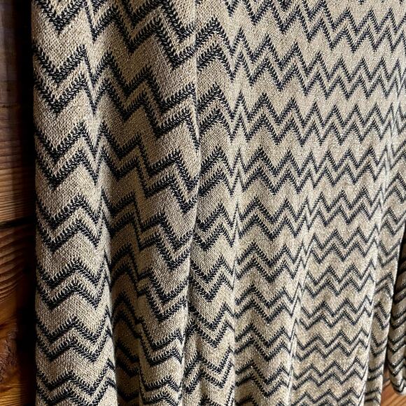 INC International Concepts Metallic Gold Chevron sweater dress size Large - Picture 2 of 5